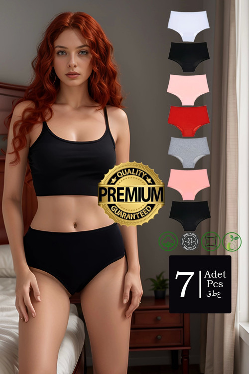 Premium 7'Li Paket Pamuklu Yüksek Bel Bato Külot