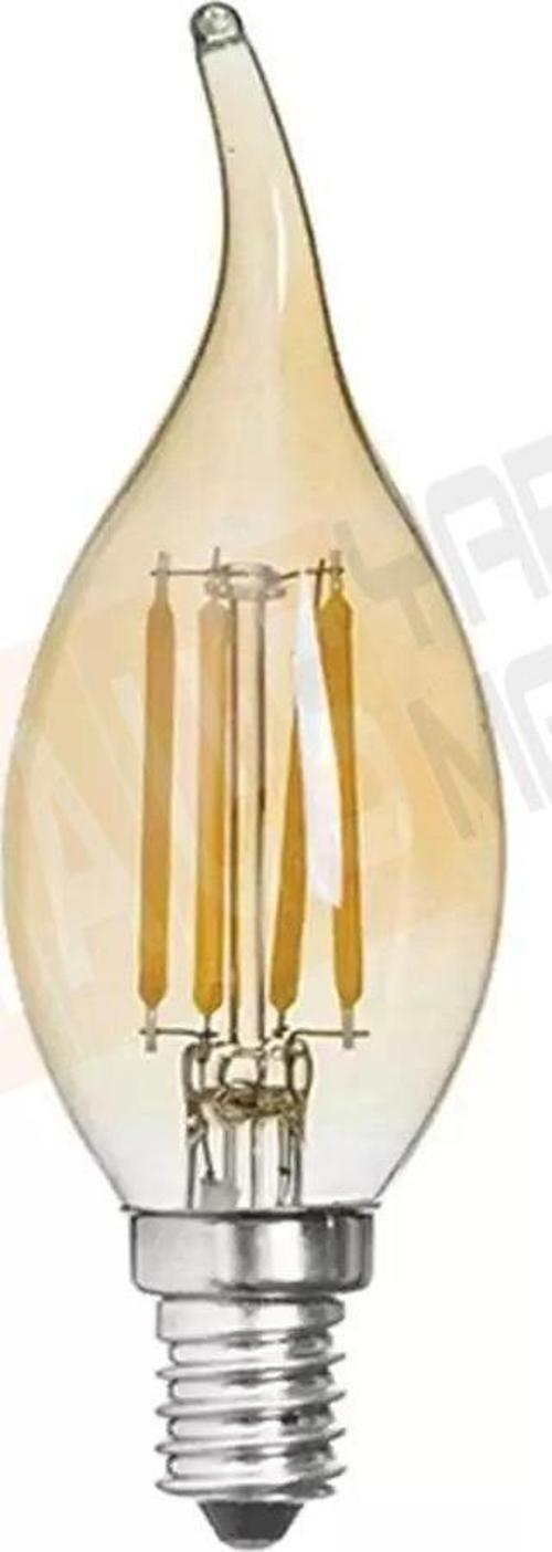 Global K2 KES600 4W E14 Günışığı Led Flamanlı Kıvrık Buji Rustik Ampul
