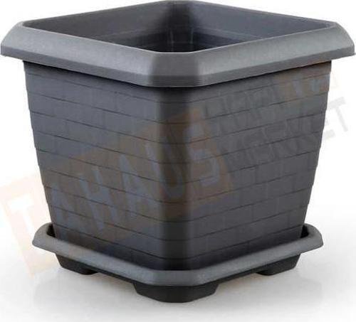 No3 Hisar 25,5 Litre Kare Saksı Antrasit
