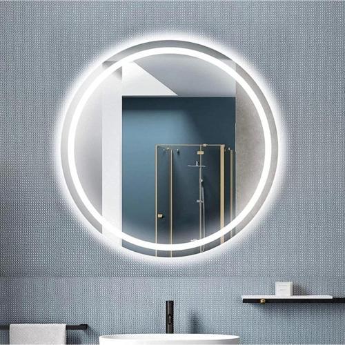 70Cm Beyaz Ledli Kumlamalı Yuvarlak Banyo Lavabo Ofis Makyaj Kuaför Aynası - Trafolu