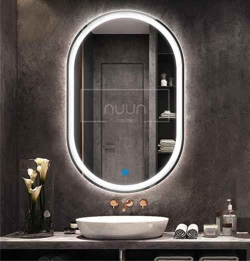 80X50 Dokunmatik Beyaz Ledli Oval Ayna (Dimmer)