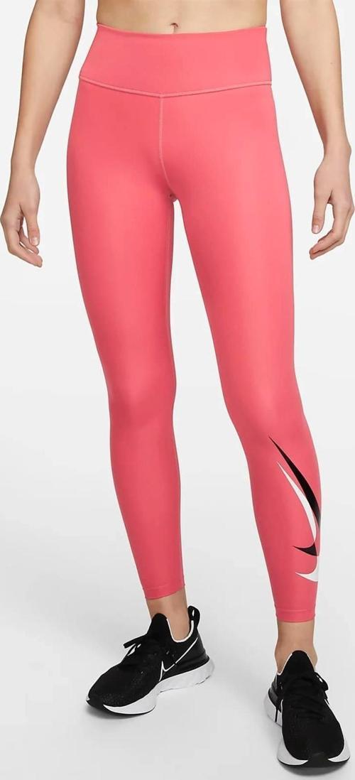 One Dri Fit Big Double Swoosh Leggings 7/8 Toparlayıcı 2 İç Cepli Koyu Pembe Tayt