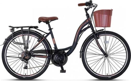 2810 Alanya Sepetli Şehir Bisikleti 28 Jant 21 Vites Siyah Kahverengi