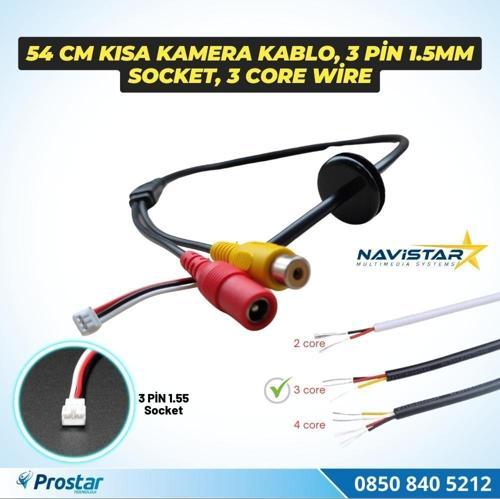 54 Cm Kısa RCA Kamera Kablosu 3 Pin 1.55 mm Socket,3 Core Wire