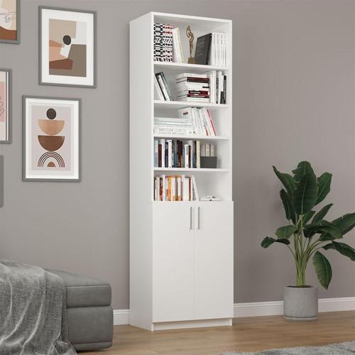 %100 MDFLAM Beyaz Kapaklı Kitaplık K-31