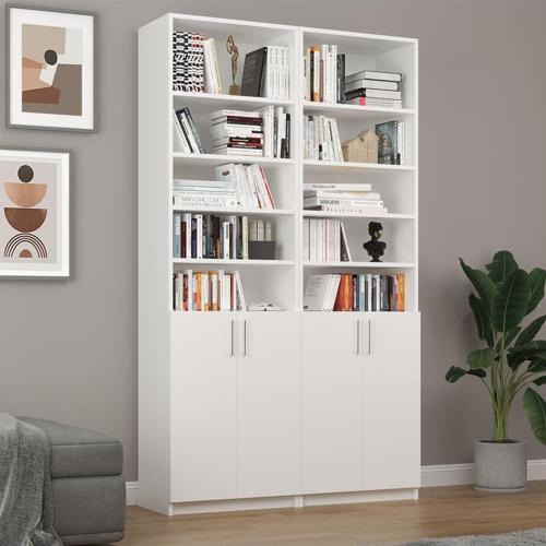 %100 MDFLAM Beyaz Kapaklı Kitaplık K-39
