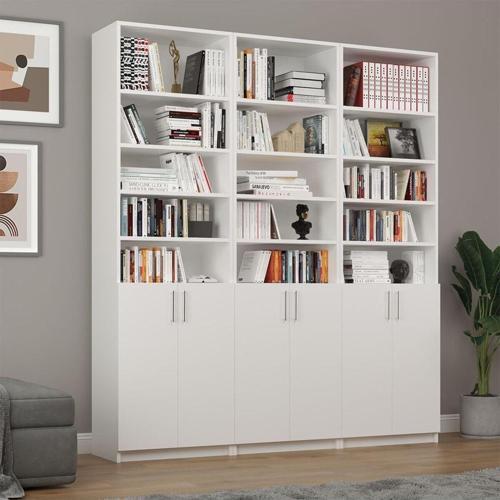 %100 MDFLAM Beyaz Kapaklı Kitaplık K-50