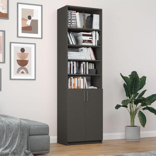%100 MDFLAM Koyu Gri Kapaklı Kitaplık K-38