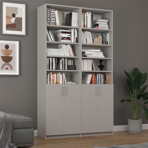 %100 MDFLAM Kül Gri Kapaklı Kitaplık K-41