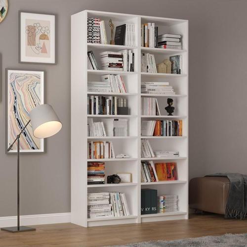 %100 MDFLAM Beyaz Kitaplık K-09