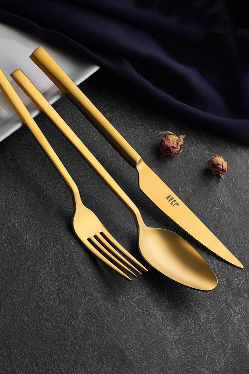 Klas Titanyum Mat Gold 72 Parça Çatal Kaşık Takımı 18/10 Paslanmaz Çelik