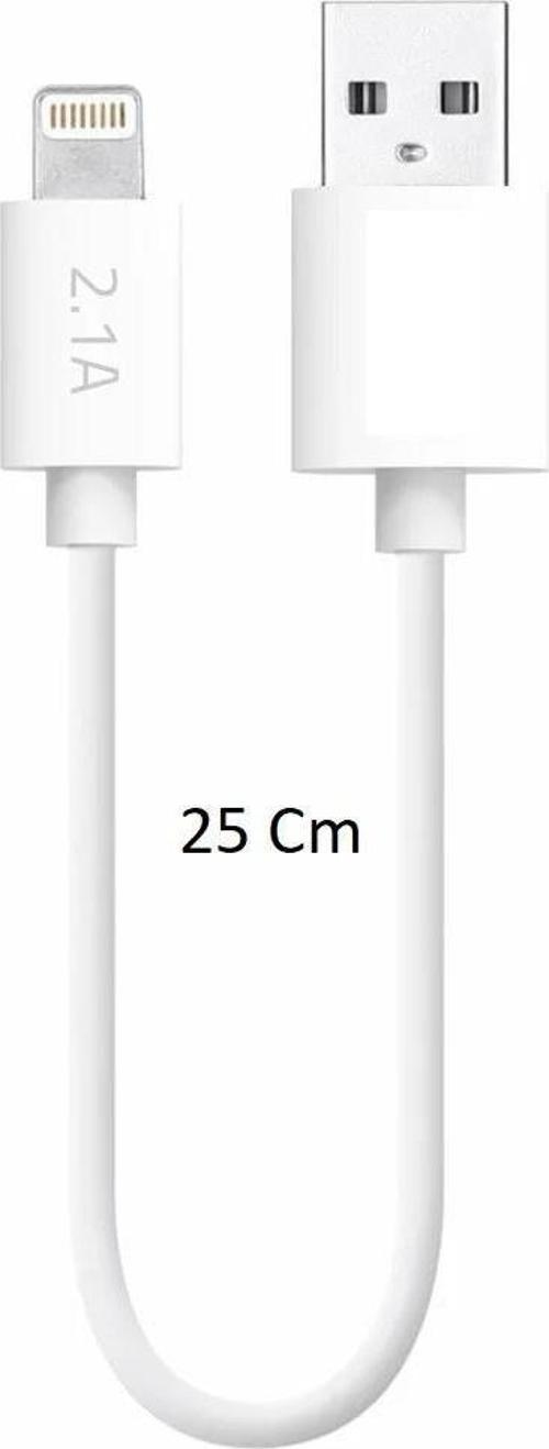 Lightning To Usb Şarj Kablosu 2.1A 25cm Apple İphone 5 6 7 8 X Pro Uyumlu Powerbank Şarz Aksesuarı