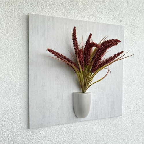 Kabartma Dokulu, Kırmızı Çubuk Cipso Çiçekli 3D Tablo