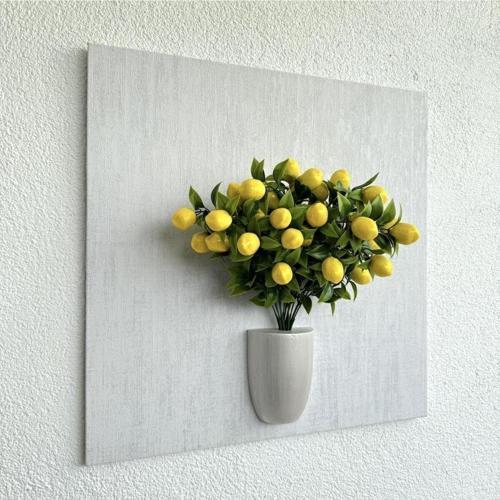 Kabartma Dokulu, Limon Çiçekli 3D Tablo