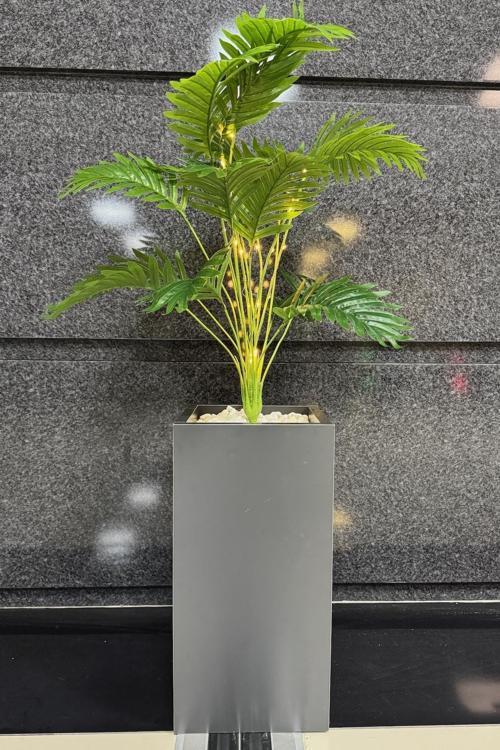Çiçekli, Led Işıklı, Koyu Gri Saksı 115Cm Yapay & Kuru Çiçek