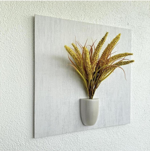 Kabartma Dokulu, Sarı Çubuk Cipso Çiçekli 3D Tablo