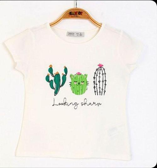 Toontoy Kız Çocuk Kaktüs Baskılı Tişört
