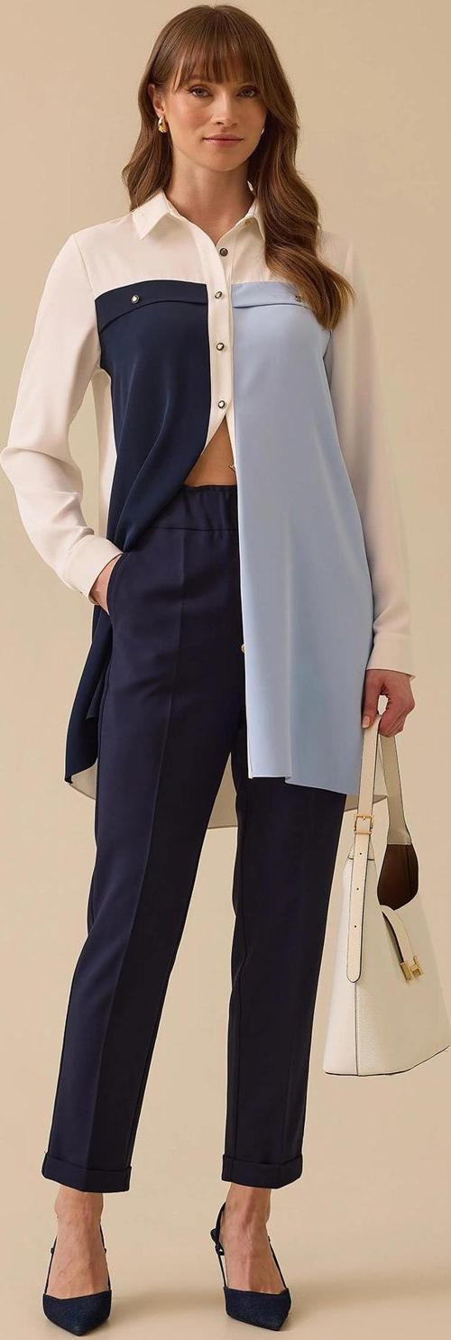 Kadın Beli Büzgülü Havuç Kesim Pantolon 0031 Lacivert