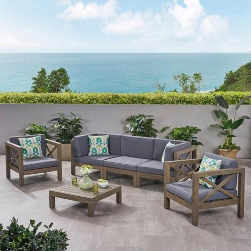 Ahşap 3+1+1 (Çapraz) Bahçe Balkon Teras Oturma Grubu