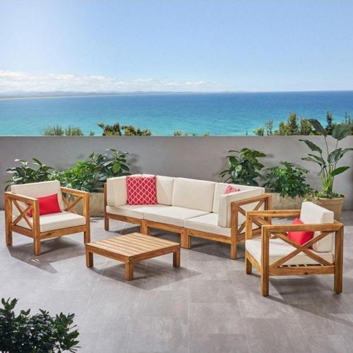 Ahşap 3+1+1( Çapraz )Bahçe Balkon Teras Oturma Grubu