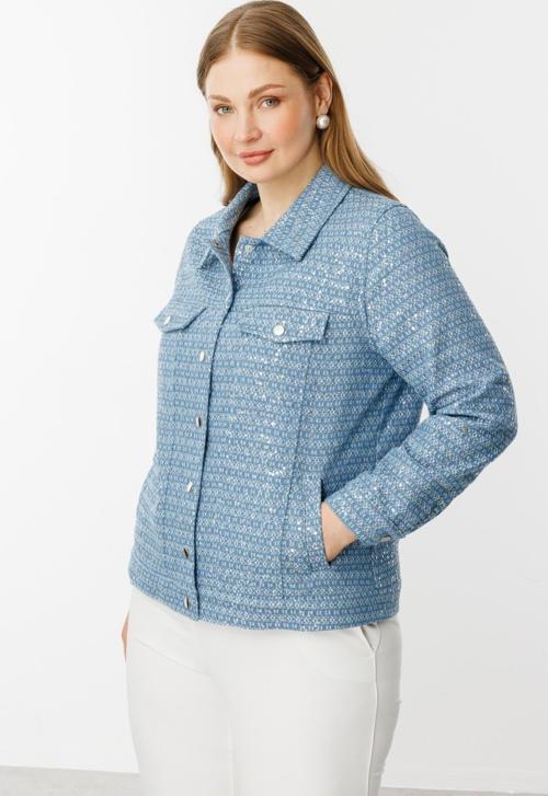 Kadın Büyük Beden Pul Detaylı Çıt Çıtlı Mont 6330 Blue