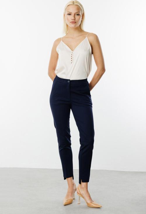 Kadın Beli Lastikli Dar Paça Pantolon 2070 Lacivert