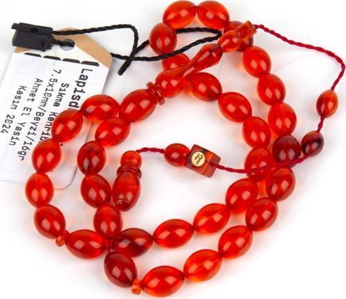 Sıkma Kehribar Beyzi Kesim 7.5x10mm Tesbih