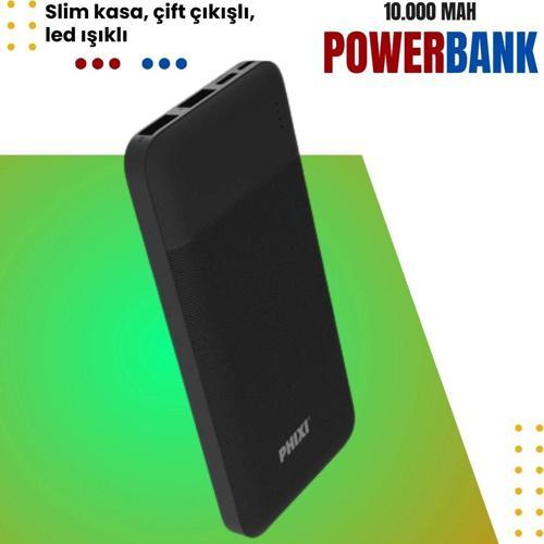 Basic P10 10.000mAh Slim Powerbank - Çift Çıkışlı, 2.1A Hızlı Şarj, Ergonomik Tasarım