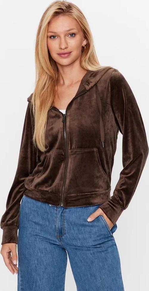 Kadın Kadife Kapüşonlu Fermuarlı Sweatshirt - 15241328
