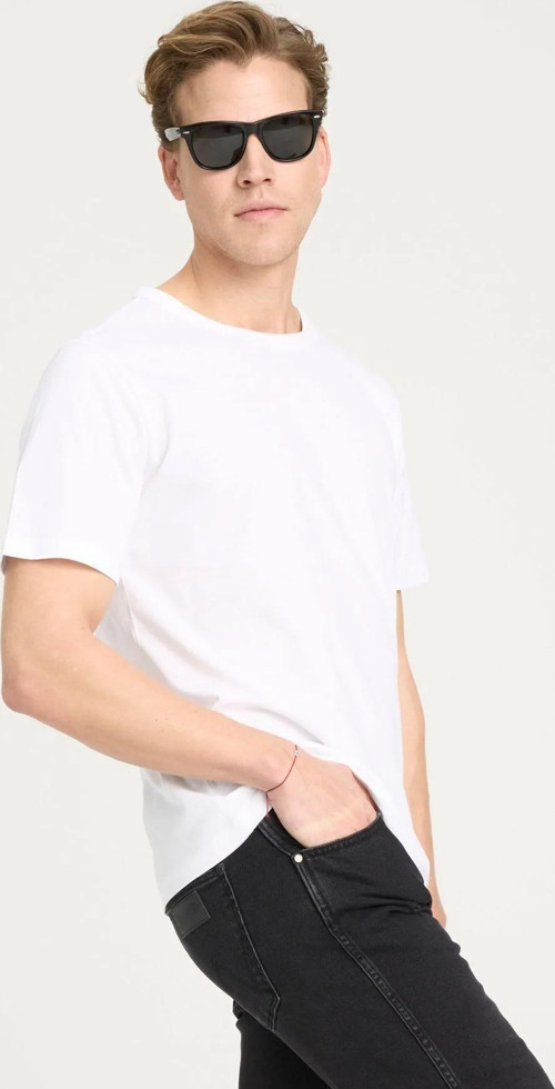 Erkek Basic Logo Regular Fit Bisiklet Yaka Pamuklu Tişört - W241575