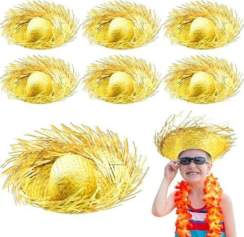 Nessiworld Tropikal Parti Sarı Hasır Hawaii Şapkası 13x36 cm