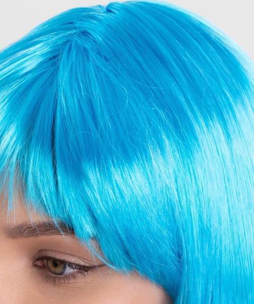 Nessiworld Turkuaz Açık Mavi Renk Düz Kesim Kısa Küt Parti Peruğu