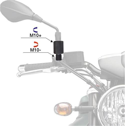 Motomaster Ayna Aparatı Adaptörü Siyah +10 -10 (10mm Düzden 10mm Terse)