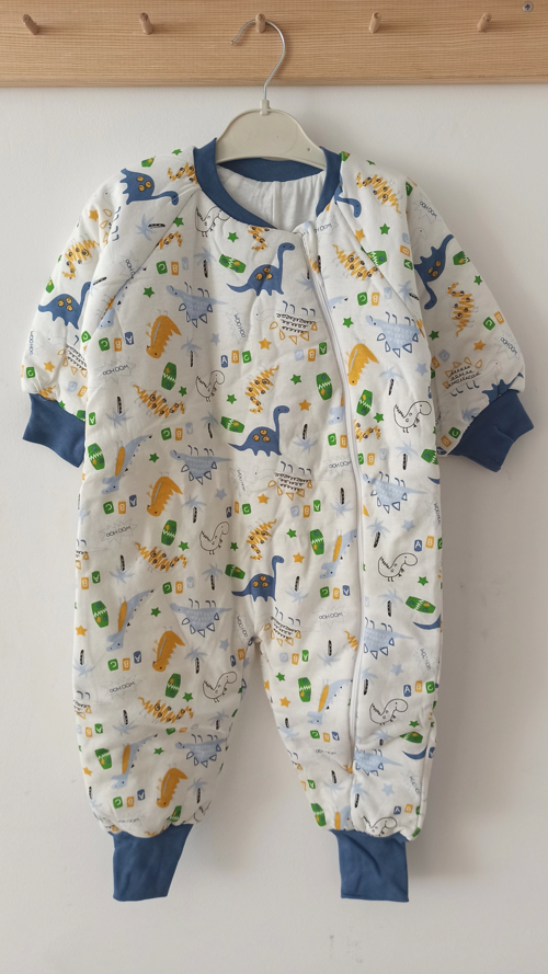 Mavi Dinozor Desenli Çocuk Uyku Tulumu Mavi