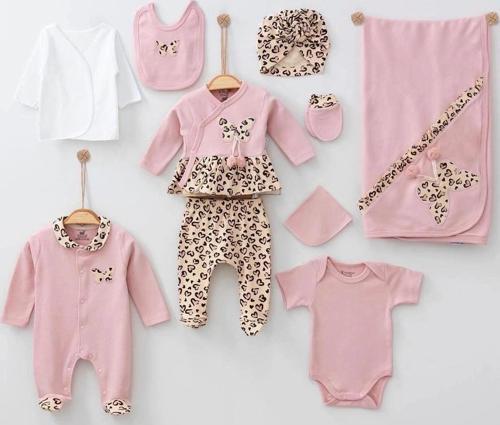 3 Ay Kız Bebek Leopar 10 Parça Hastane Çıkışı Kutulu Pembe