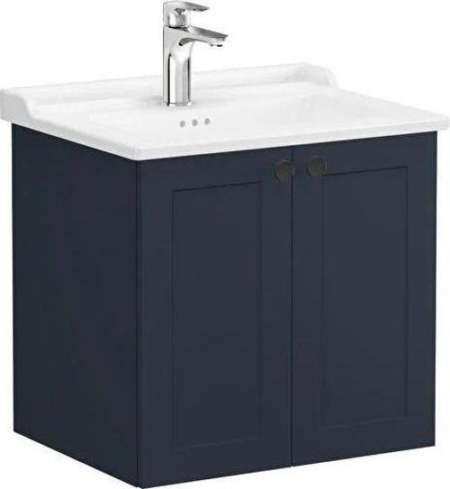 68706 Root Classic Kapaklı Lavabo Dolabı, 60 Cm, Mat Lacivert (Klasik Lavabo Dahil)