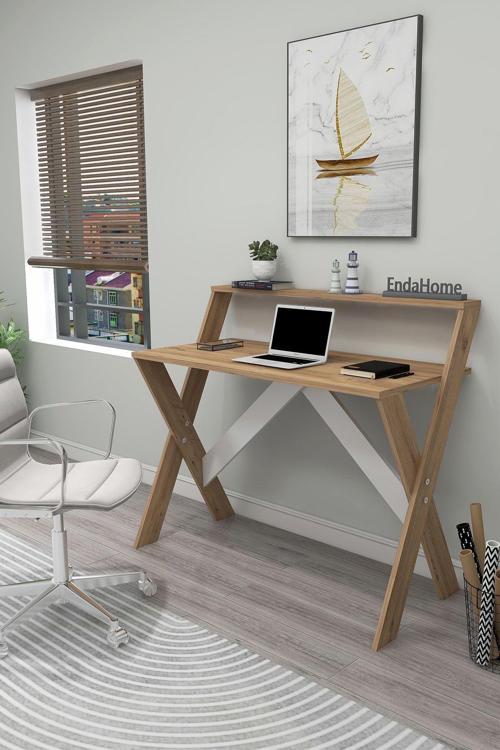 X Ayaklı Raflı Ders Çalışma Masası 50X90 Cm Çam