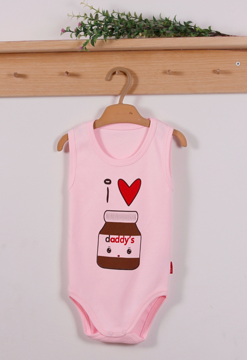 Yeni Doğan 3-12 Ay Çikolata Askılı Unisex Body Pembe