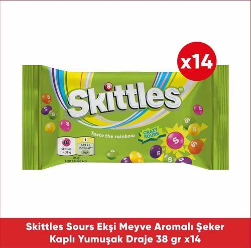 Sours Ekşi Meyve Aromalı Draje Şekerleme 38 G x14