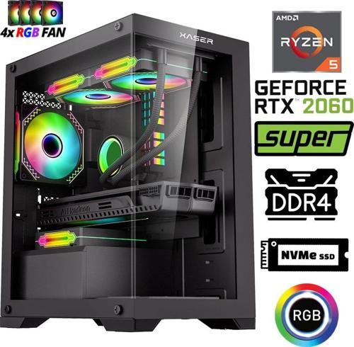Xsr1076 Ryzen 5 3600 32GB Ram 512GB M.2 NVMe SSD 8GB RTX2060 SUPER Oyuncu Masaüstü Bilgisayarı