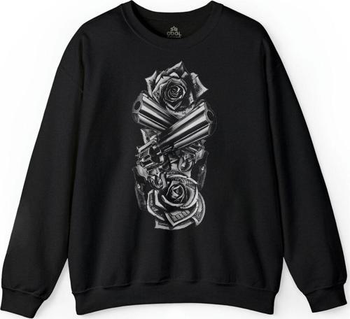 Smith Wesson Revolver Gungs Tabanca Gül Beyaz Baskılı Sweatshirt