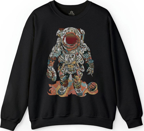 Fly Me To The Moon Astronot Gezegen Baskılı Sweatshirt
