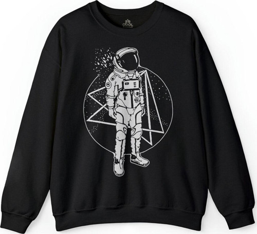 Uçan Astronot Uzay Cosmos Space Galaksi Gezegen Baskılı Sweatshirt