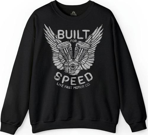 Built For Speed Live Fast Motosiklet Piston Baskılı Sweatshirt