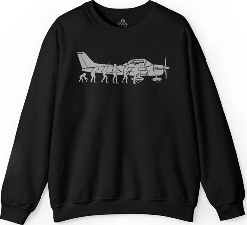 İnsan Maymun Evrim Cessna Uçak Tayyare Baskılı Sweatshirt