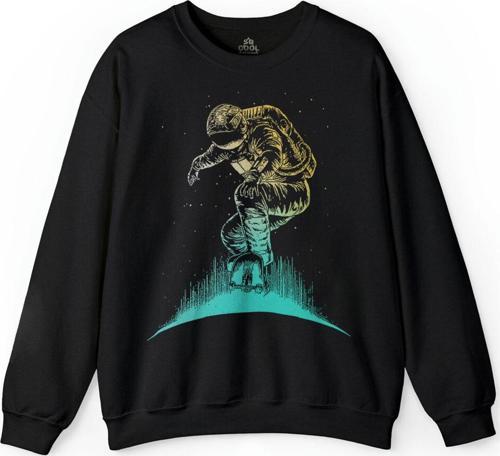 Astronot Uzay Cosmos Ay Dünya Gezegen Galaksi Baskılı Sweatshirt
