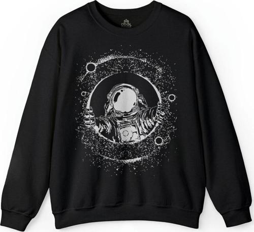 Astronot Uzay Cosmos Ay Gezegen Galaksi Baskılı Sweatshirt