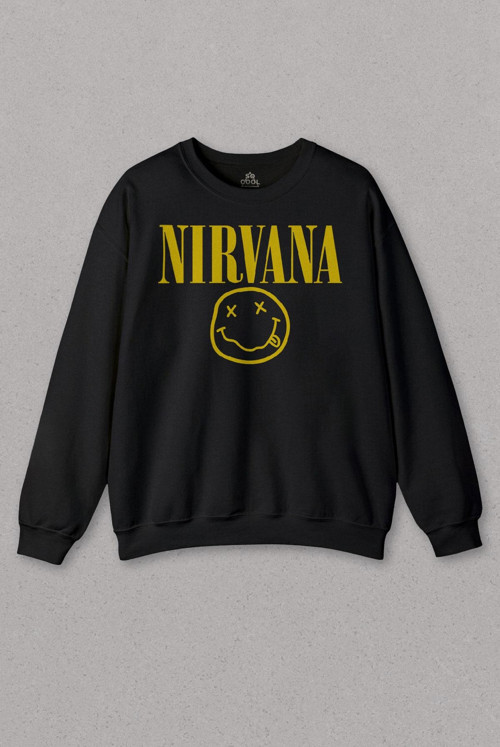 Unisex Sweatshirt Nirvana Hanson Müzik Grubu Logo Nirvana Music Grou Baskılı Sweat