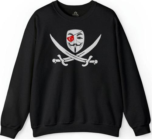 Anonymous Turkey Türk Hacker Bilgisayar Yazılım Baskılı Sweatshirt
