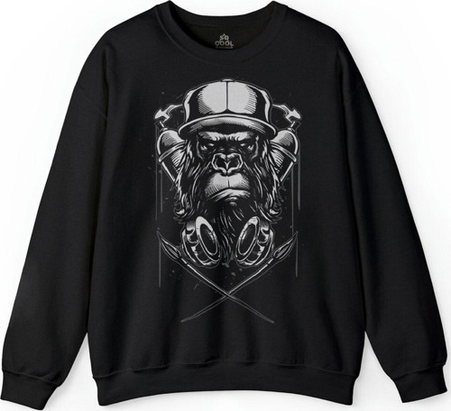 Monkey Graffıtı Maymun Grafik Baskılı Sweatshirt